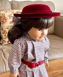 American Girl Samantha Doll in Meet Outfit with Golden Brooch, Hat and Book