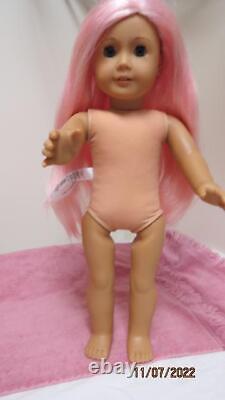 American Girl Truly CYO Create Your Own Doll Naked Earrings Long Pink Hair Cute