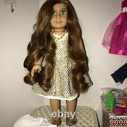 American Girl doll Custom, Brown Ombre Hair Green Eyes + Ex