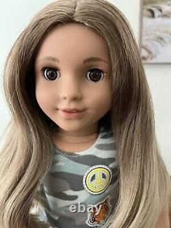 American girl doll Kavi withcustom wig & eyes, pierced ears
