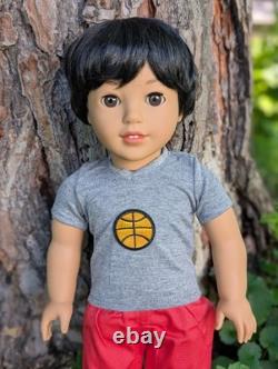 Amir Custom Boy American Girl Doll OOAK Black Hair Brown Eyes Corinne Mold