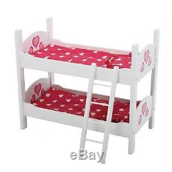 Bunk Bed for Twin Dolls fits 18 American Girl Furniture Ladder Mattress Bedding