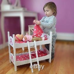 Bunk Bed for Twin Dolls fits 18 American Girl Furniture Ladder Mattress Bedding