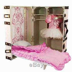 Clothes Storage Trunk, Bed, 3pc Bedding, 4 Hanger For 18 Inch American Girl Doll