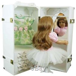 Clothes Storage Trunk Case, Hanger For 18 Inch American Girl Doll Furniture WH