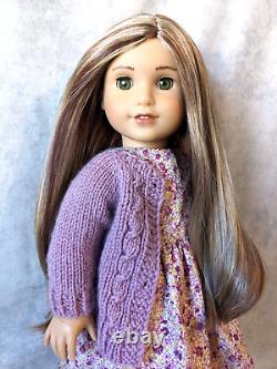Custom American Girl Doll, Blonde Hair, Hazel Green Eyes, Dress with Sweater