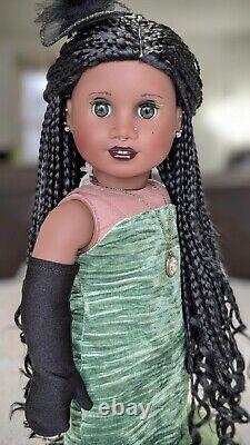 Custom American Girl Doll Hazel Eyes Black Braid Wig Elphaba Witch Wicked OOAK