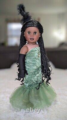 Custom American Girl Doll Hazel Eyes Black Braid Wig Elphaba Witch Wicked OOAK