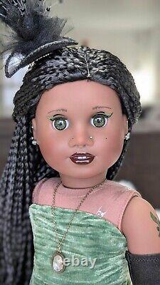 Custom American Girl Doll Hazel Eyes Black Braid Wig Elphaba Witch Wicked OOAK