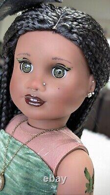 Custom American Girl Doll Hazel Eyes Black Braid Wig Elphaba Witch Wicked OOAK