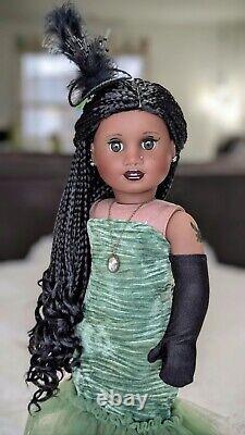 Custom American Girl Doll Hazel Eyes Black Braid Wig Elphaba Witch Wicked OOAK
