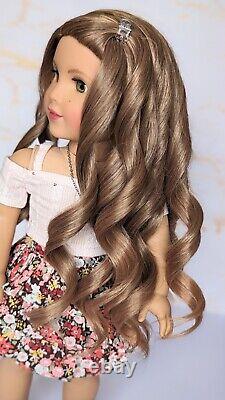 Custom American Girl Doll Isabel Hoffman Joss Mold Brown Hair Green Hazel Eyes