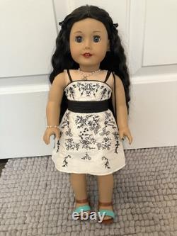 Custom American Girl Doll Long Wavy Black Hair Blue Gray Eyes Ophelia