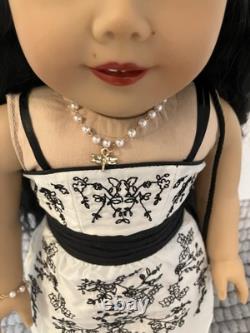Custom American Girl Doll Long Wavy Black Hair Blue Gray Eyes Ophelia