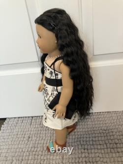 Custom American Girl Doll Long Wavy Black Hair Blue Gray Eyes Ophelia
