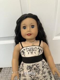Custom American Girl Doll Long Wavy Black Hair Blue Gray Eyes Ophelia