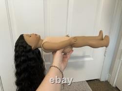 Custom American Girl Doll Long Wavy Black Hair Blue Gray Eyes Ophelia