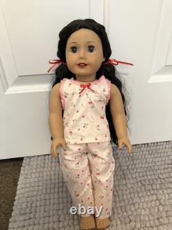 Custom American Girl Doll Long Wavy Black Hair Blue Gray Eyes Ophelia