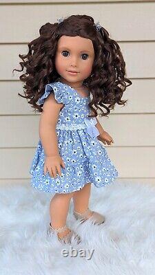 Custom American Girl Doll Maritza Ochoa Brown Eyes Curly Wig World By Us OOAK