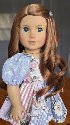 Custom American Girl Doll Nicki Hoffman Blue Eyes Red Brown Wig Freckles OOAK