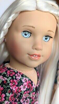 Custom American Girl Doll Rebecca Ruben Green Blue Glass Eyes Blonde Wig OOAK