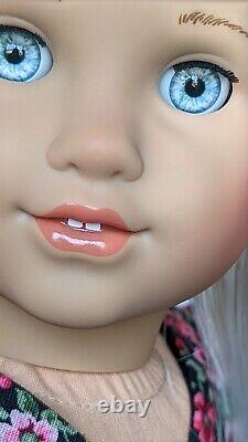 Custom American Girl Doll Rebecca Ruben Green Blue Glass Eyes Blonde Wig OOAK