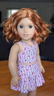 Custom American Girl Doll Rebecca Ruben Hazel Eyes Short Red Wavy Wig Hair OOAK