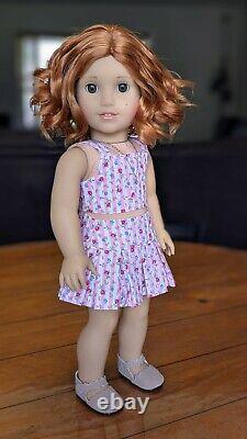 Custom American Girl Doll Rebecca Ruben Hazel Eyes Short Red Wavy Wig Hair OOAK