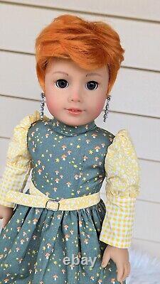 Custom American Girl Doll Truly Me 100 TM JLY Brown Eyes Red Pixie Hair Wig