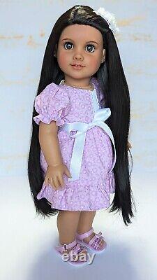 Custom American Girl Doll Truly Me 122 Brown Eyes Black Wig American Doll Dreams