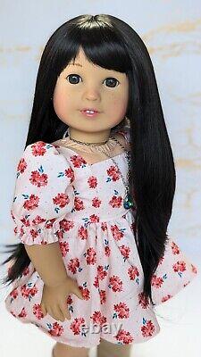 Custom American Girl Doll Truly Me 40 TM JLY Jess Mold Hazel Eyes Black Wig OOAK