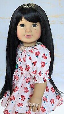 Custom American Girl Doll Truly Me 40 TM JLY Jess Mold Hazel Eyes Black Wig OOAK