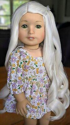 Custom American Girl Doll Truly Me 64 Jess Mold Green Eyes White Blonde Wig Hair