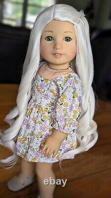 Custom American Girl Doll Truly Me 64 Jess Mold Green Eyes White Blonde Wig Hair