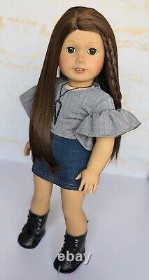 Custom American Girl Doll Truly Me Brown Eyes Long Wig Freckles OOAK Bex