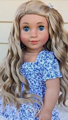 Custom American Girl Kavi Sharma Marie Grace Mold Blue Eyes Blonde Hair Wig OOAK