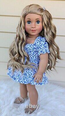 Custom American Girl Kavi Sharma Marie Grace Mold Blue Eyes Blonde Hair Wig OOAK
