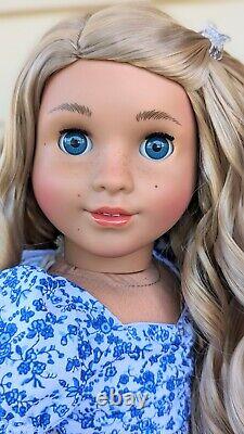 Custom American Girl Kavi Sharma Marie Grace Mold Blue Eyes Blonde Hair Wig OOAK