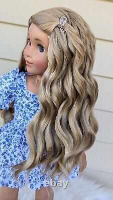 Custom American Girl Kavi Sharma Marie Grace Mold Blue Eyes Blonde Hair Wig OOAK