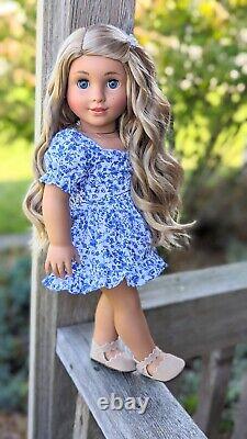 Custom American Girl Kavi Sharma Marie Grace Mold Blue Eyes Blonde Hair Wig OOAK