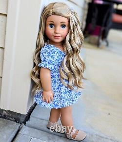 Custom American Girl Kavi Sharma Marie Grace Mold Blue Eyes Blonde Hair Wig OOAK