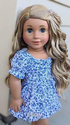 Custom American Girl Kavi Sharma Marie Grace Mold Blue Eyes Blonde Hair Wig OOAK