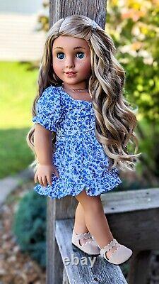 Custom American Girl Kavi Sharma Marie Grace Mold Blue Eyes Blonde Hair Wig OOAK