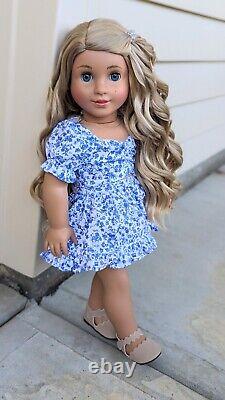 Custom American Girl Kavi Sharma Marie Grace Mold Blue Eyes Blonde Hair Wig OOAK