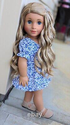 Custom American Girl Kavi Sharma Marie Grace Mold Blue Eyes Blonde Hair Wig OOAK