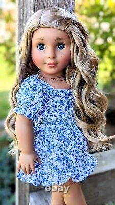 Custom American Girl Kavi Sharma Marie Grace Mold Blue Eyes Blonde Hair Wig OOAK