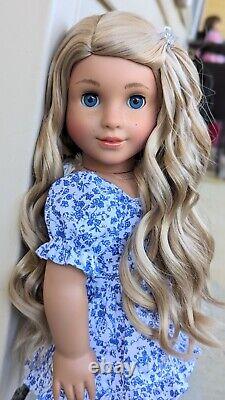 Custom American Girl Kavi Sharma Marie Grace Mold Blue Eyes Blonde Hair Wig OOAK