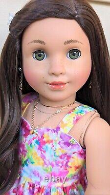 Custom American Girl Kavi Sharma Marie Grace Mold Hazel Eyes Dark Brown Wig OOAK