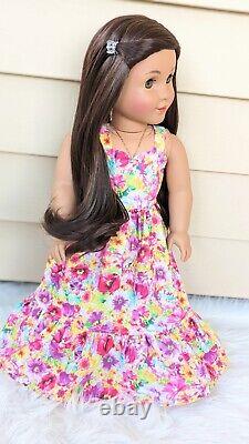 Custom American Girl Kavi Sharma Marie Grace Mold Hazel Eyes Dark Brown Wig OOAK