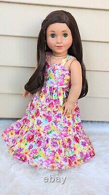 Custom American Girl Kavi Sharma Marie Grace Mold Hazel Eyes Dark Brown Wig OOAK